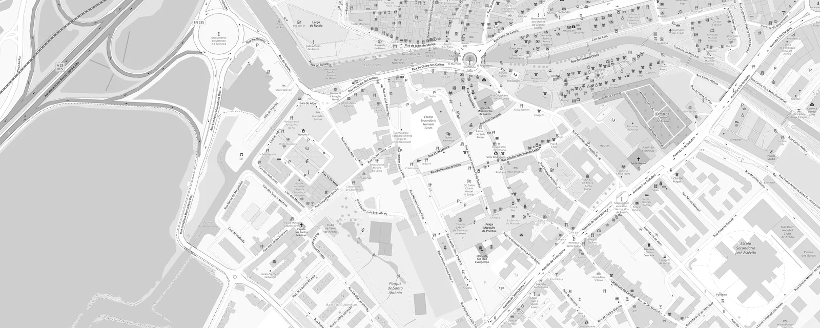 Mapa de Aveiro com a localização do restaurante Vinte & 4